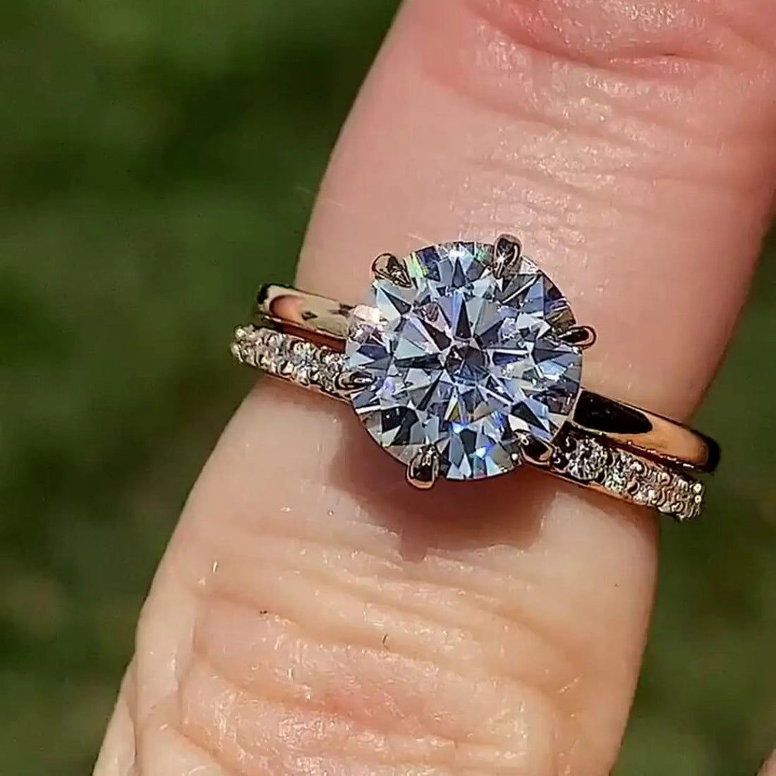 Round Cut Moissanite Pave Bridal Set in 14K Gold — Mapple Gems