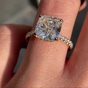 Cushion Cut Lab Grown Diamond Solitaire Ring 14K Solid Yellow Gold One Diamond Ring Promise Ring Anniversary Ring Gift For Women Mapple Gems