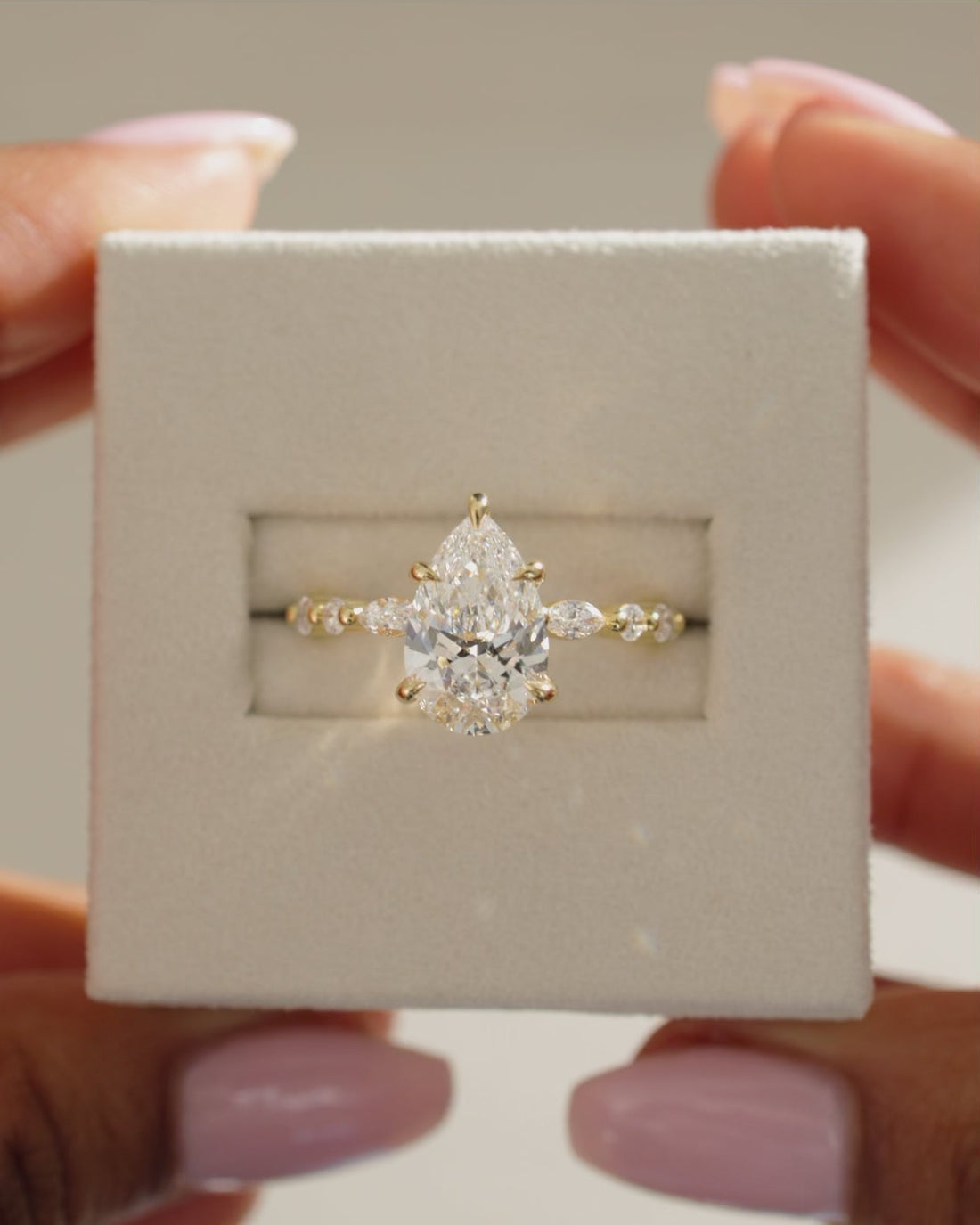 Pear Cut Moissanite Marquise and Round Accent Band Engagement Ring 2 CT to 5 CT - view 1