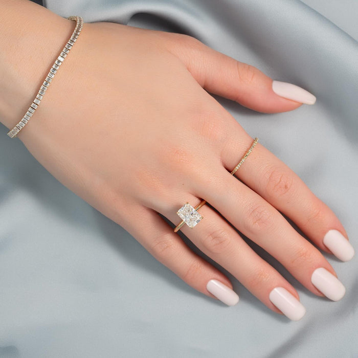 Radiant Cut Moissanite Hidden Halo Solitaire Ring — on hand — Mapple Gems
