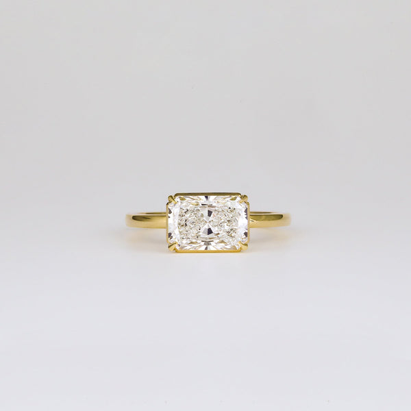 East West Radiant Cut Lab Grown Diamond Solitaire Ring in Silver, 10K, 14K and 18K Gold