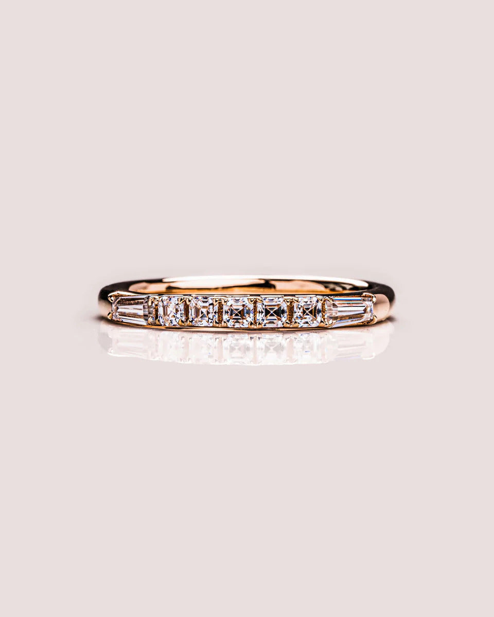 0.50 TCW Asscher & Tapper Cut Lab Grown Diamond Wedding Band Gift For Her Mapple Gems