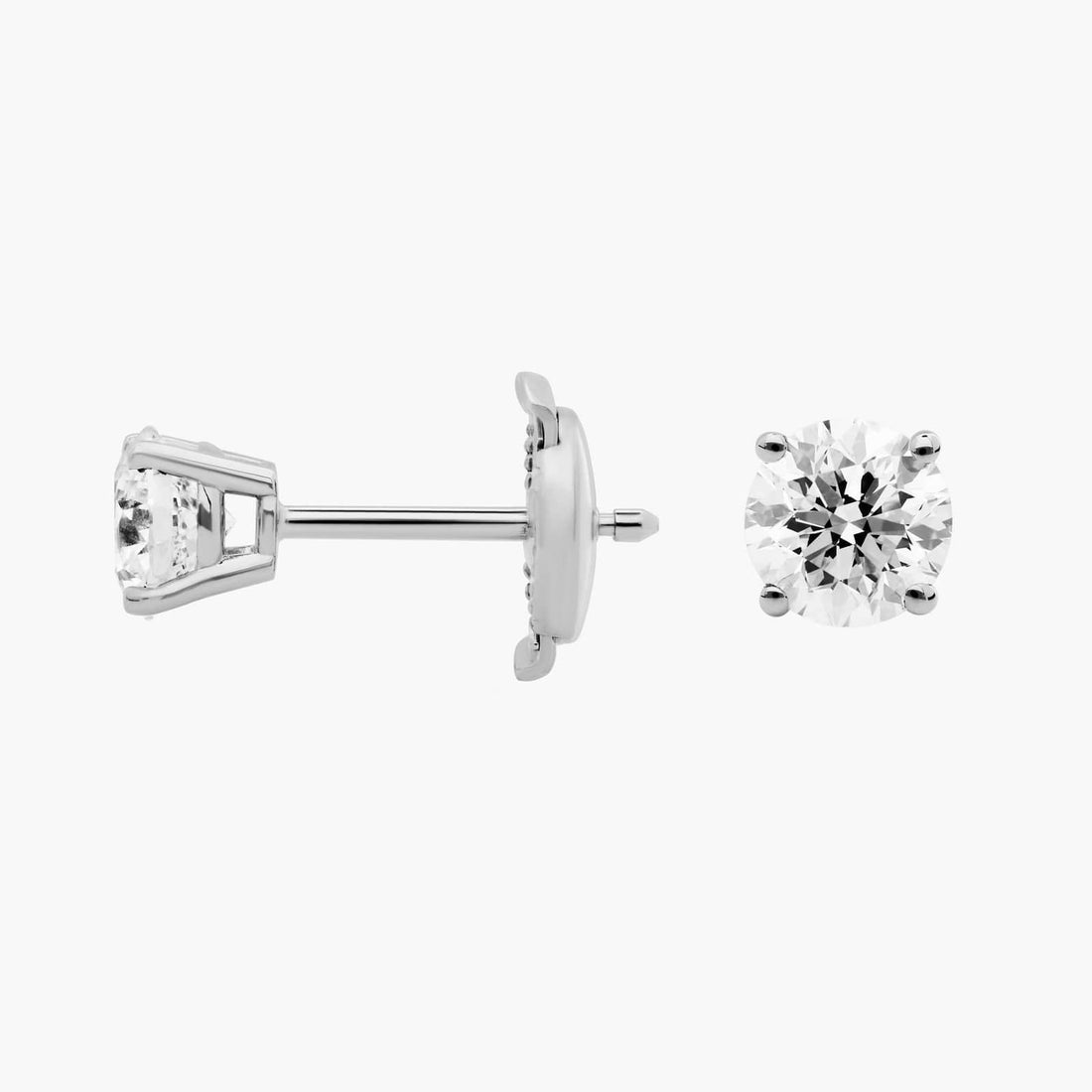 Round Cut Moissanite Solitaire Stud Earrings - view 3