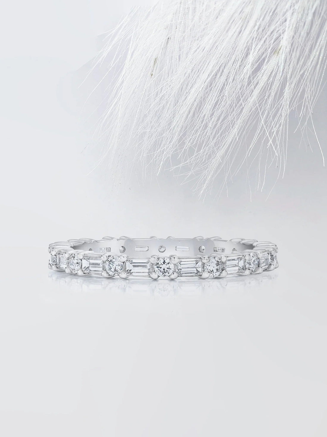 Baguette & Round Cut Moissanite Eternity Diamond Wedding Band Mapple Gems