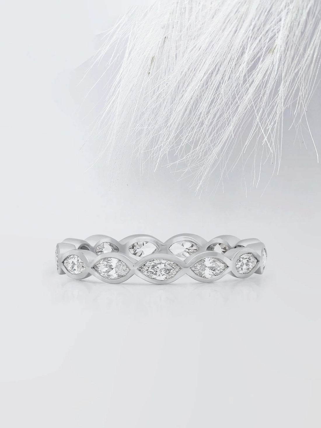 Bezel Set Marquise Cut Moissanite Eternity Diamond Wedding Band Mapple Gems