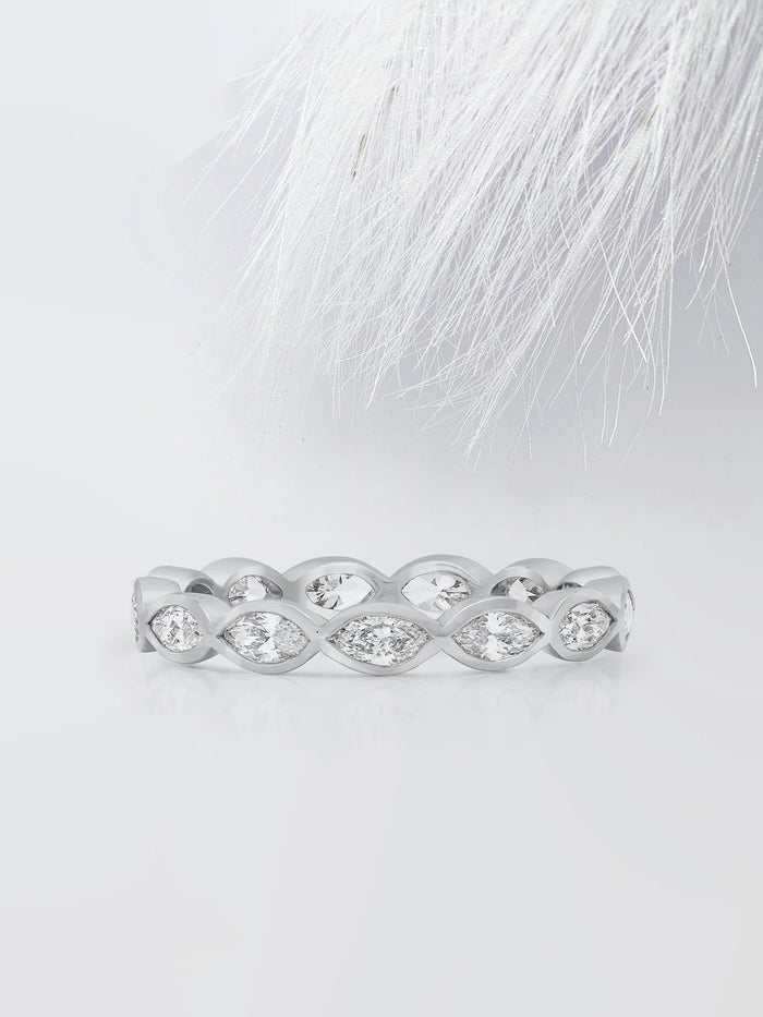 Bezel Set Marquise Cut Moissanite Eternity Diamond Wedding Band Mapple Gems