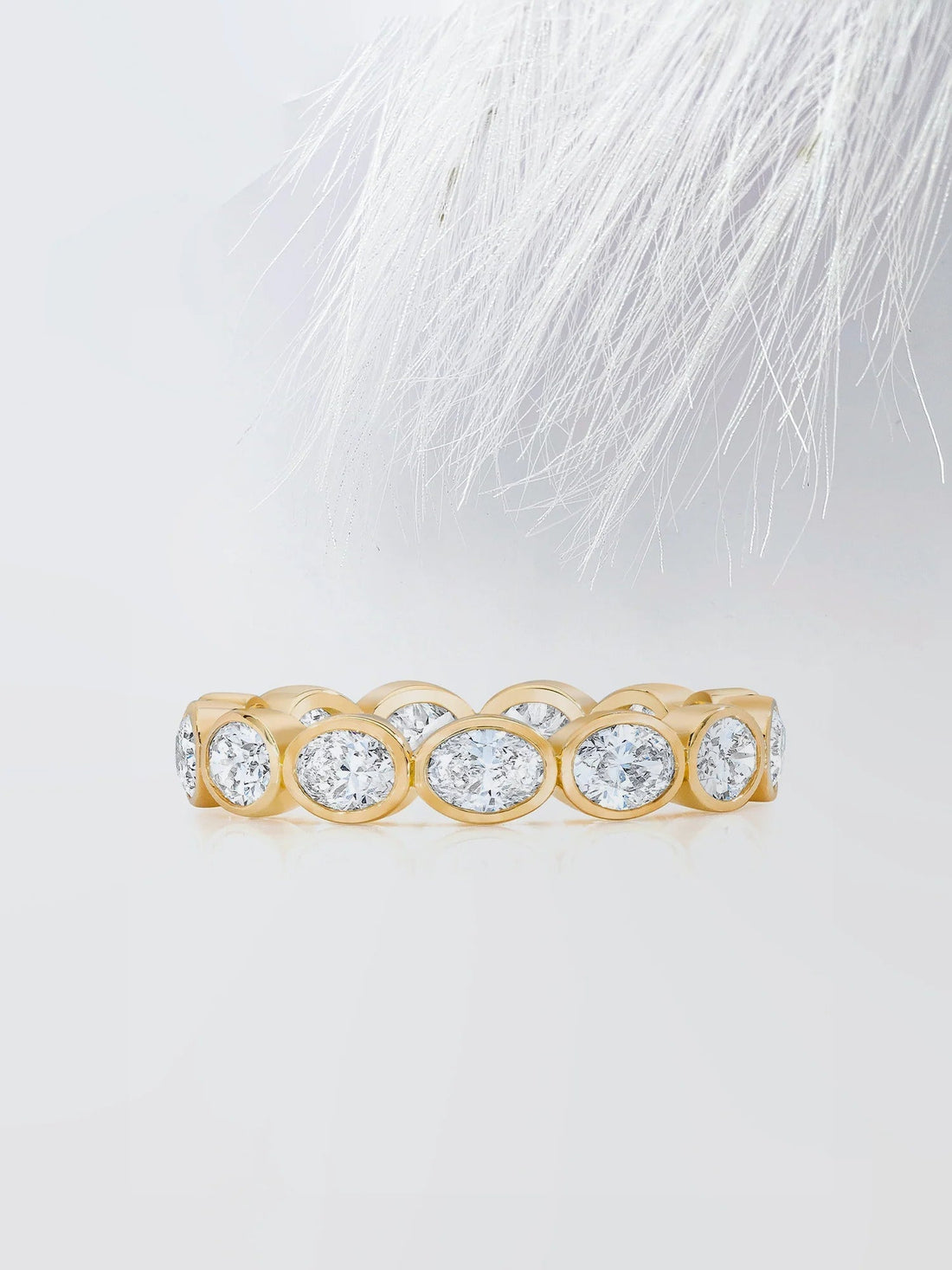 Bezel Set Oval Cut Moissanite Eternity Diamond Wedding Band Mapple Gems