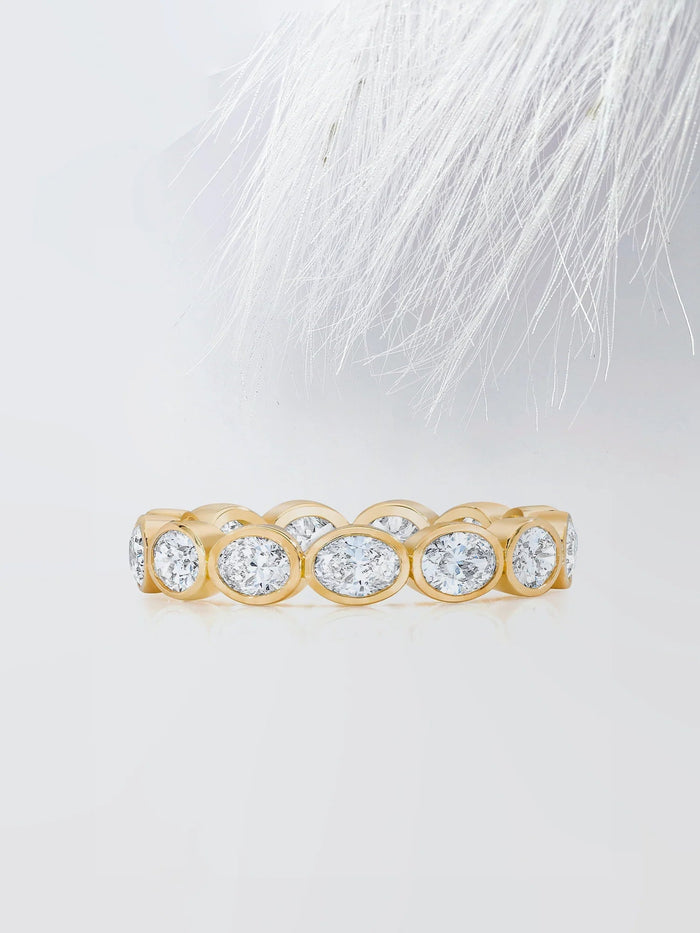 Bezel Set Oval Cut Moissanite Eternity Diamond Wedding Band Mapple Gems
