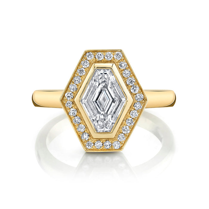 Lozenge Cut Moissanite Halo Engagement Ring 2 CT to 5 CT - side view 2