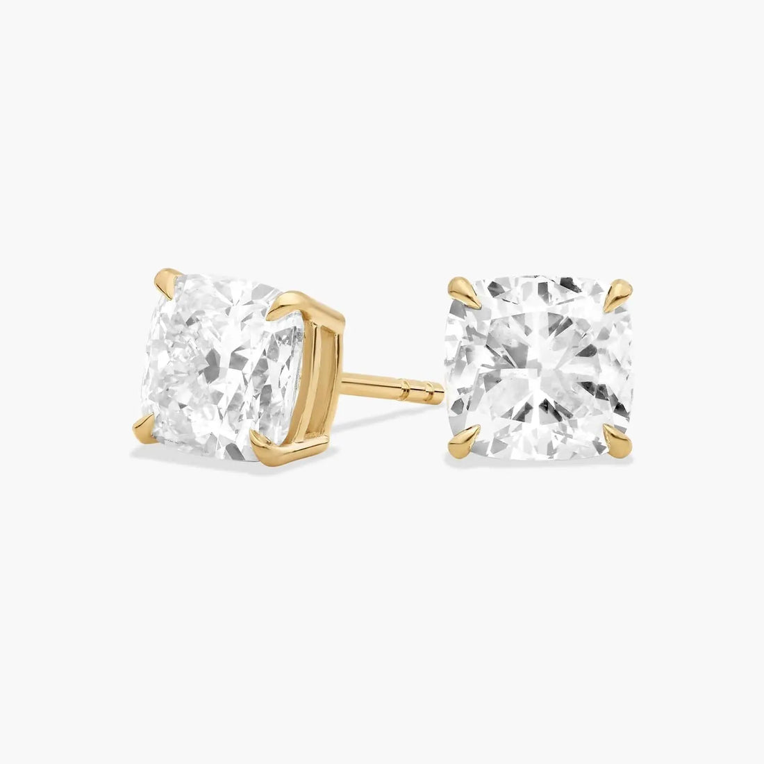 Cushion Cut Moissanite Stud Earrings – 4 Prong Basket Setting Solitaire Earrings for Women | Screw Back or Push Back | Diamond Alternative Gift | Mapple Gems