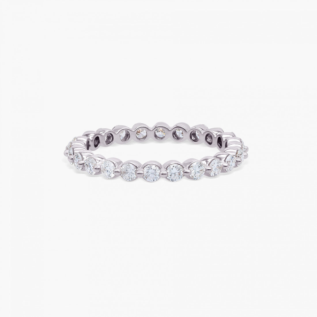 Round Lab Grown Diamond Floating Prong Full Eternity Wedding Band, 0.74 CT TW, in Silver, 10K, 14K a