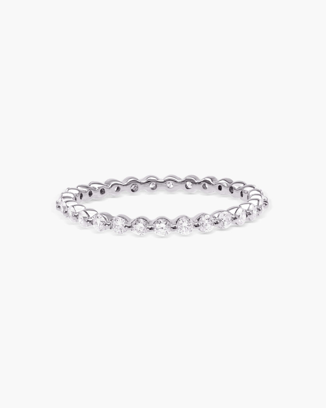 Round Lab Grown Diamond Floating Prong Full Eternity Wedding Band, 0.40 CT TW, in Silver, 10K, 14K a