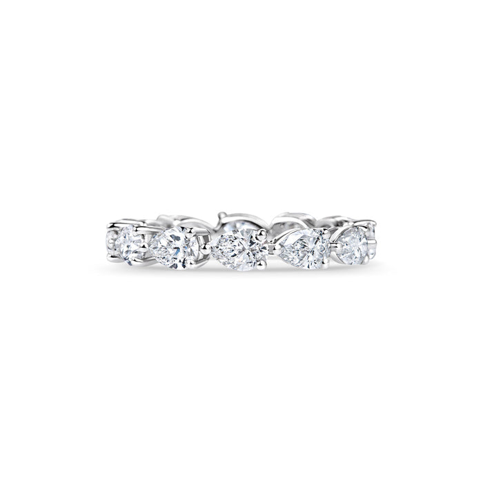 Pear moissanite East West Full Eternity Wedding Band, 2.00 CT TW, in Silver, 10K, 14K and 18K