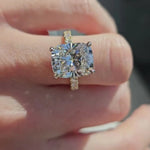 Load image into Gallery viewer, Elongated Cushion Moissanite Ring – Pave Set Engagement Ring in Solid Gold
