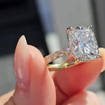 Load image into Gallery viewer, Elongated Cushion Moissanite Ring – Pave Set Engagement Ring in Solid Gold
