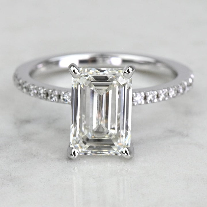 2.50 CT Emerald Cut Lab Grown Diamond Pave Engagement Ring Mapple Gems