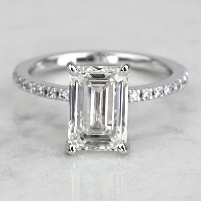 2.50 CT Emerald Cut Lab Grown Diamond Pave Engagement Ring Mapple Gems