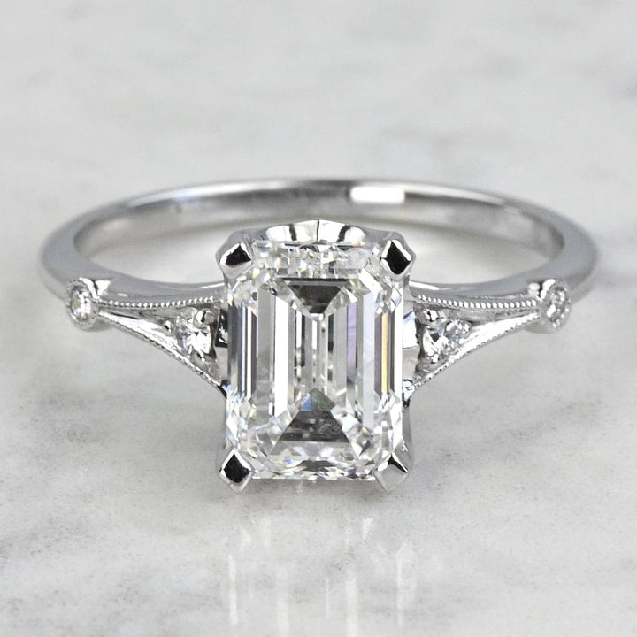 1.50 CT Emerald Cut Lab Grown Engagement Ring Mapple Gems
