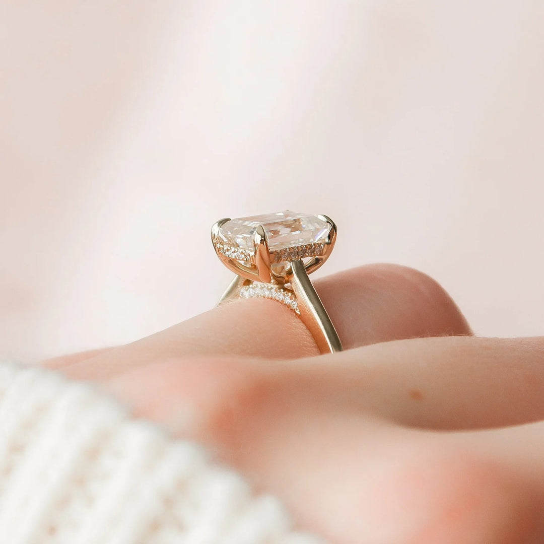 2.00 CT Emerald Cut Solitaire Moissanite Engagement Ring