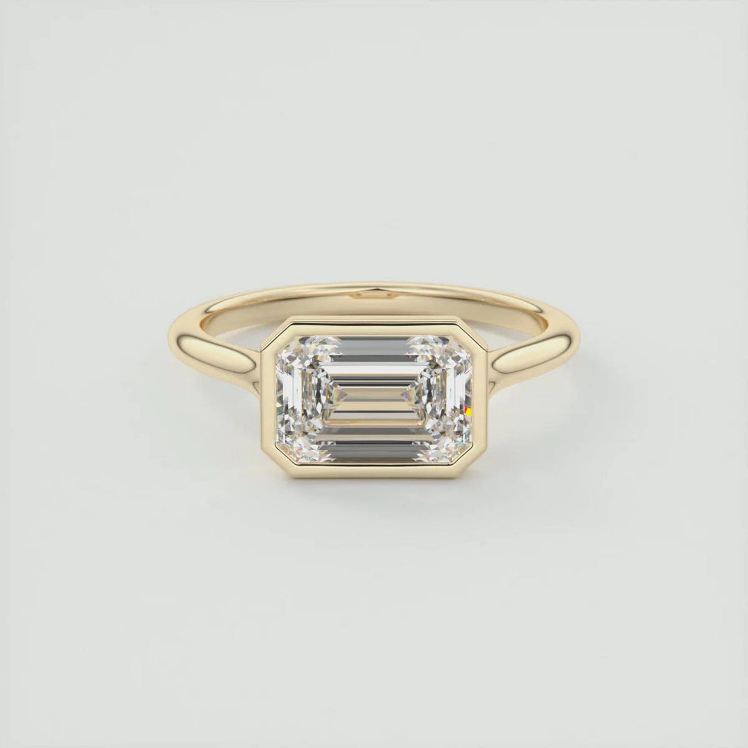 2.50 CT Emerald Cut Moissanite Bezel Setting Engagement Ring