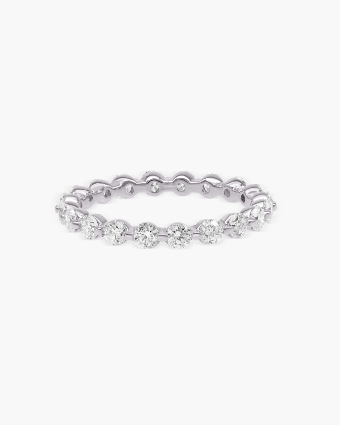 Round Lab Grown Diamond Floating Prong Full Eternity Wedding Band, 1.10 CT TW, in Silver, 10K, 14K a