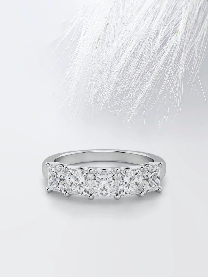 Five Stone Princess Cut Moissanite Diamond Wedding Band Mapple Gems
