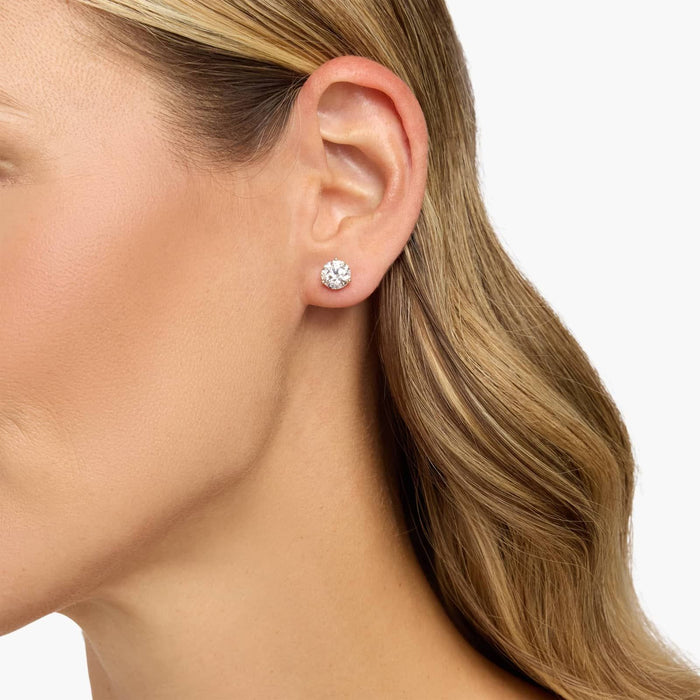 Round Cut Moissanite Solitaire Stud Earrings - view 2