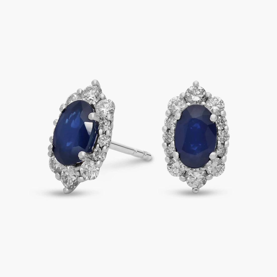 Oval Cut Moissanite Halo Prong Earrings - hero