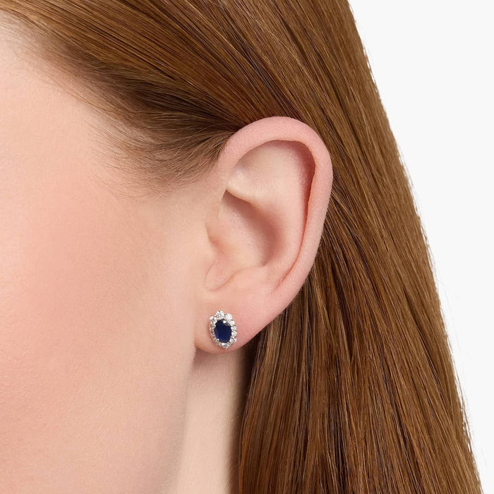 Oval Cut Moissanite Halo Prong Earrings - view 2