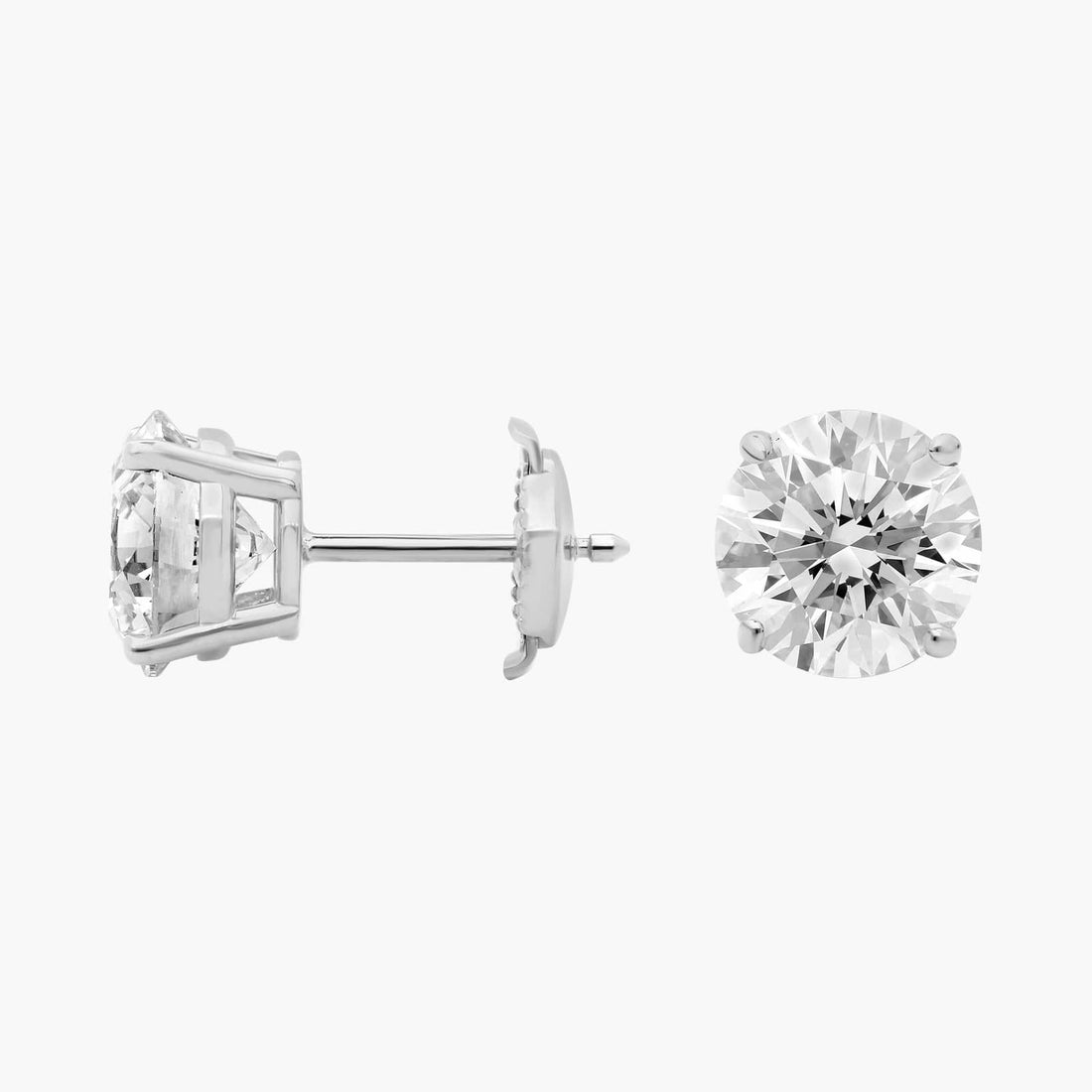 Round Cut Moissanite Solitaire Stud Earrings - hero