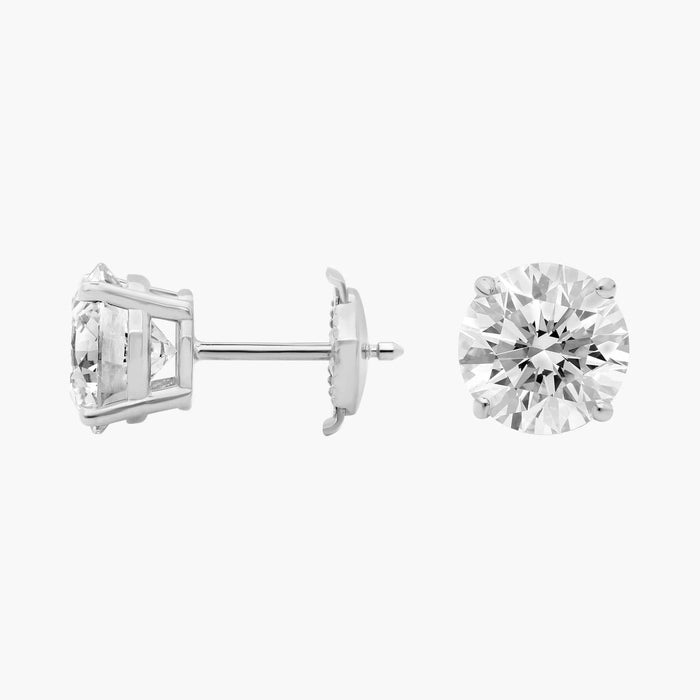 Round Cut Moissanite Solitaire Stud Earrings - hero