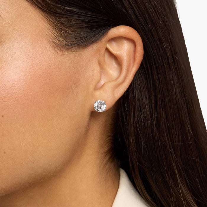 Round Cut Moissanite Solitaire Stud Earrings - view 2