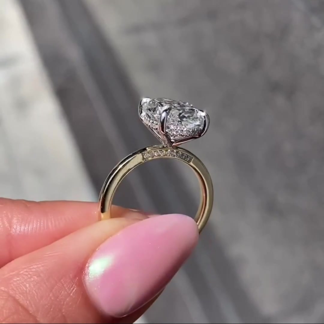 Elegant Hidden Halo Bridal Moissanite Ring

