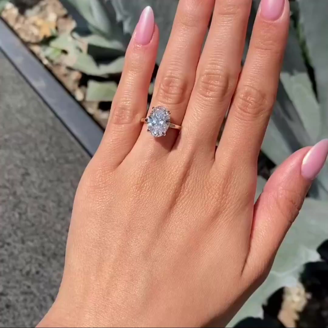 Handmade Oval Moissanite Engagement Ring

