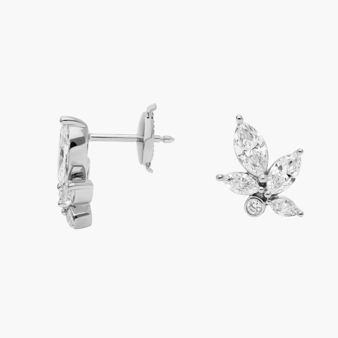 Marquise Cut Moissanite Leaf Cluster Earrings - hero