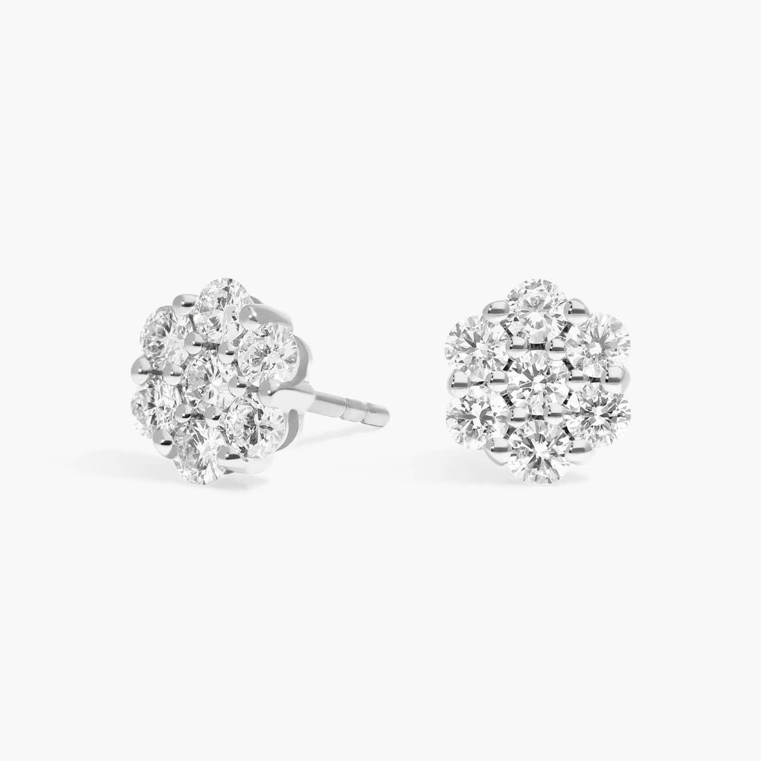 Round Cut Moissanite 7 Stone Cluster Earrings - hero