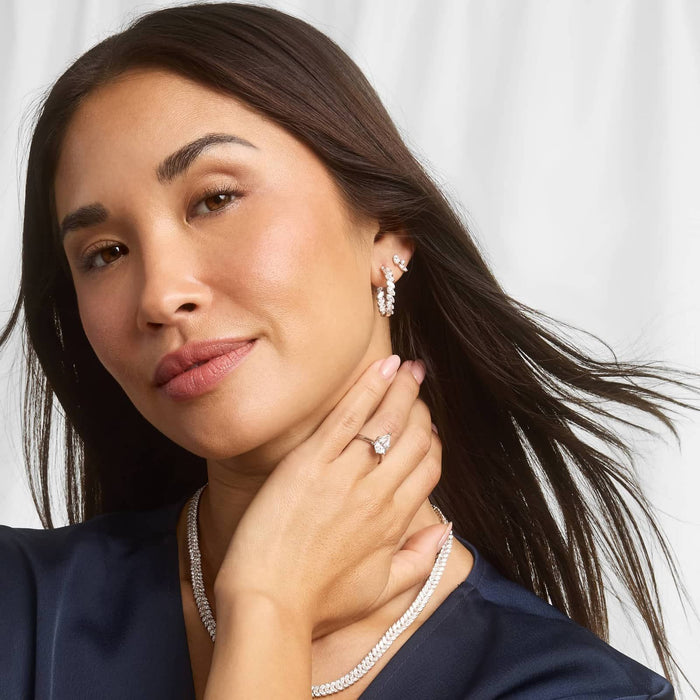 Marquise Cut Moissanite Scatter Cluster Earrings - view 2
