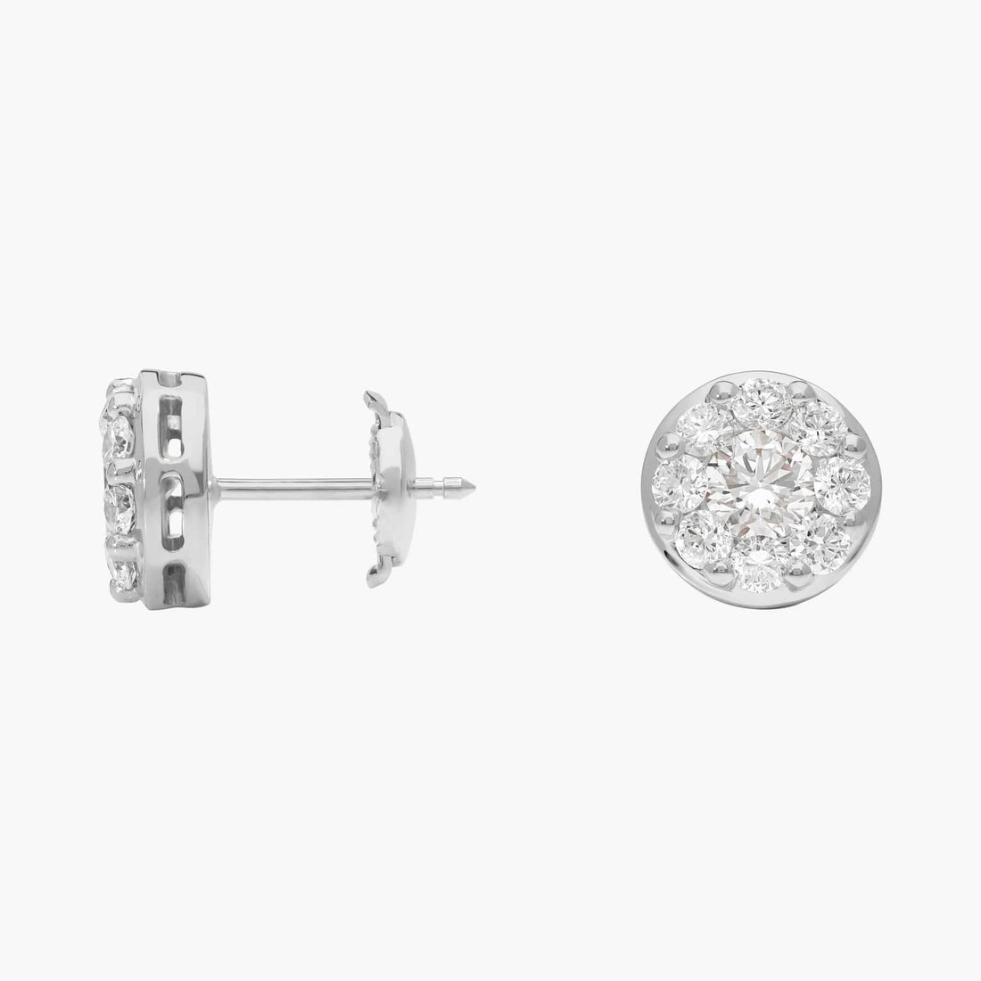 Round Cut Moissanite Halo Earrings - hero