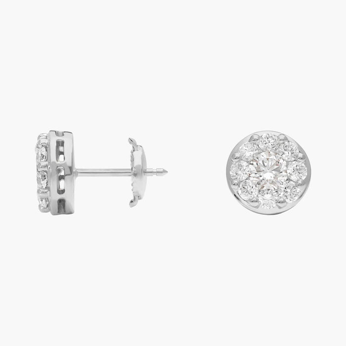 Round Cut Moissanite Halo Earrings - hero