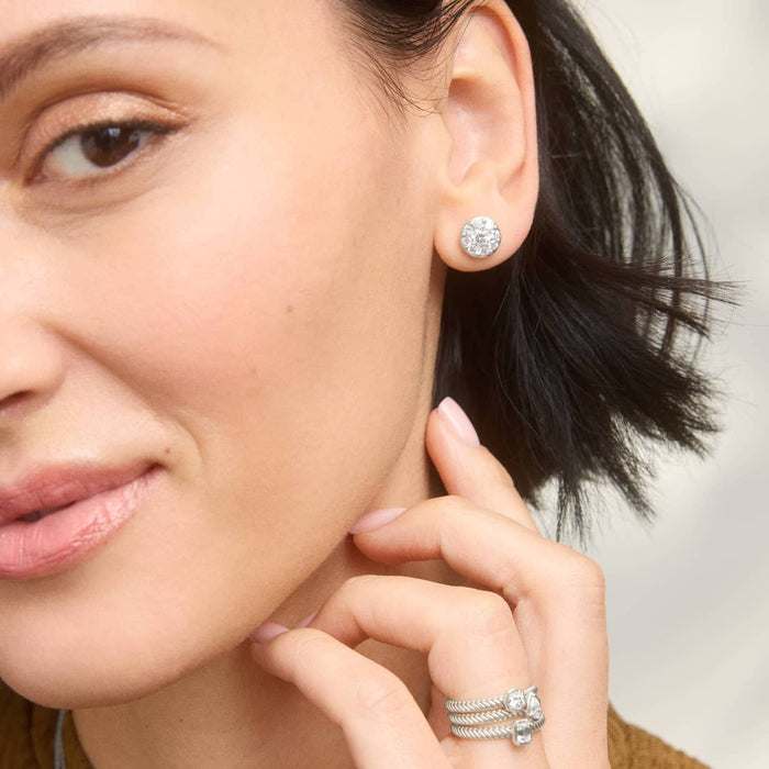 Round Cut Moissanite Halo Earrings - view 2