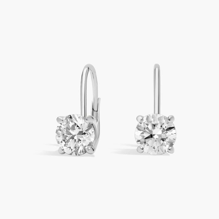 Round Cut Moissanite Prong Leverback Earrings - view 2