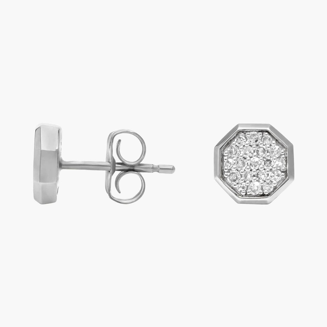 Round Cut Moissanite Pave Octagon Geometric Earrings - hero