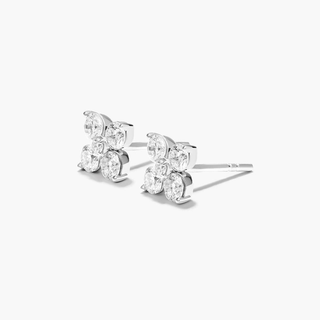 Round Cut Moissanite Clover 4 Cluster Earrings - hero
