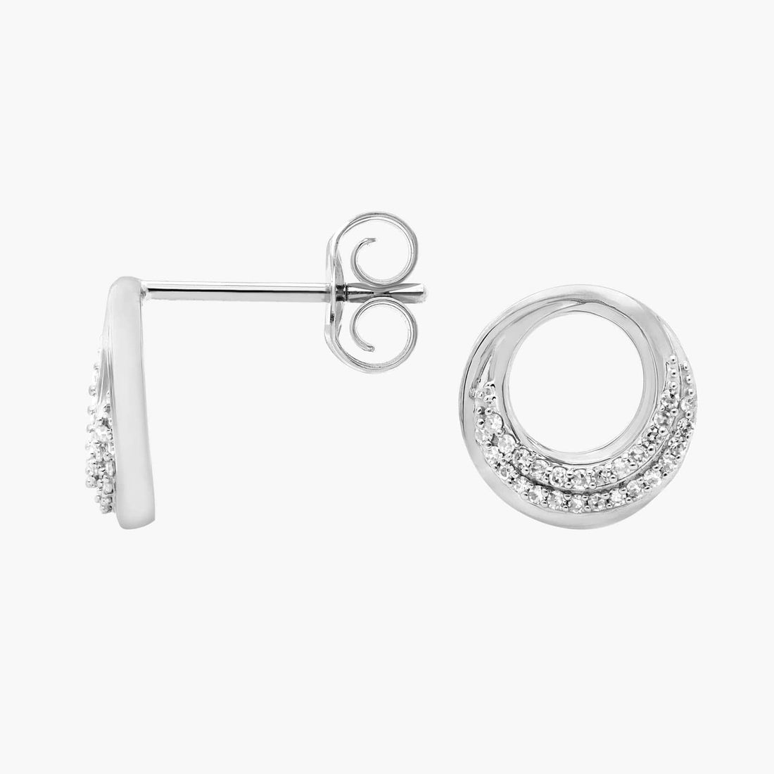 Round Cut Moissanite Pave Open Geometric Earrings - hero