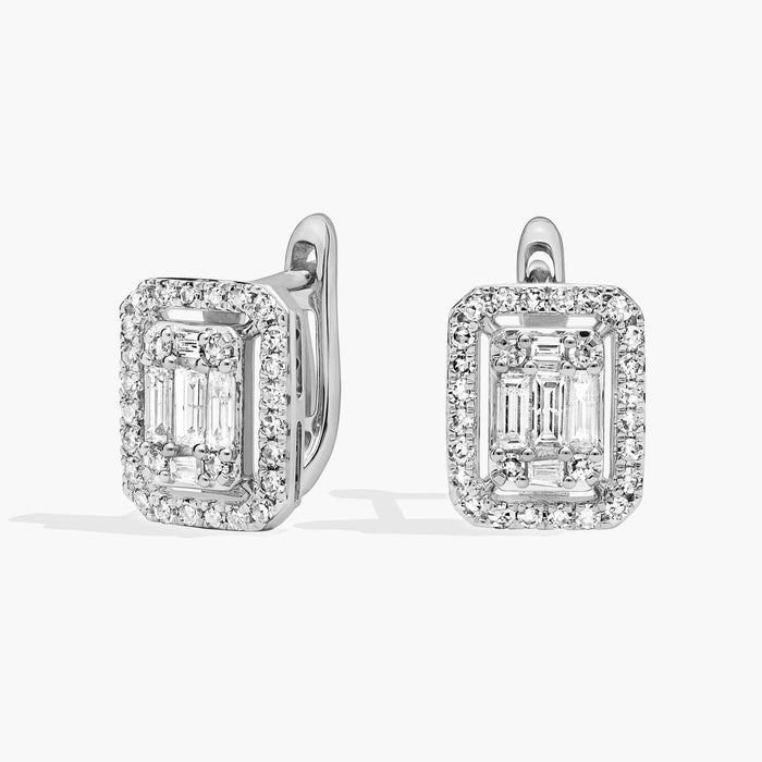 Emerald Cut Moissanite Composite Huggie Earrings - view 2
