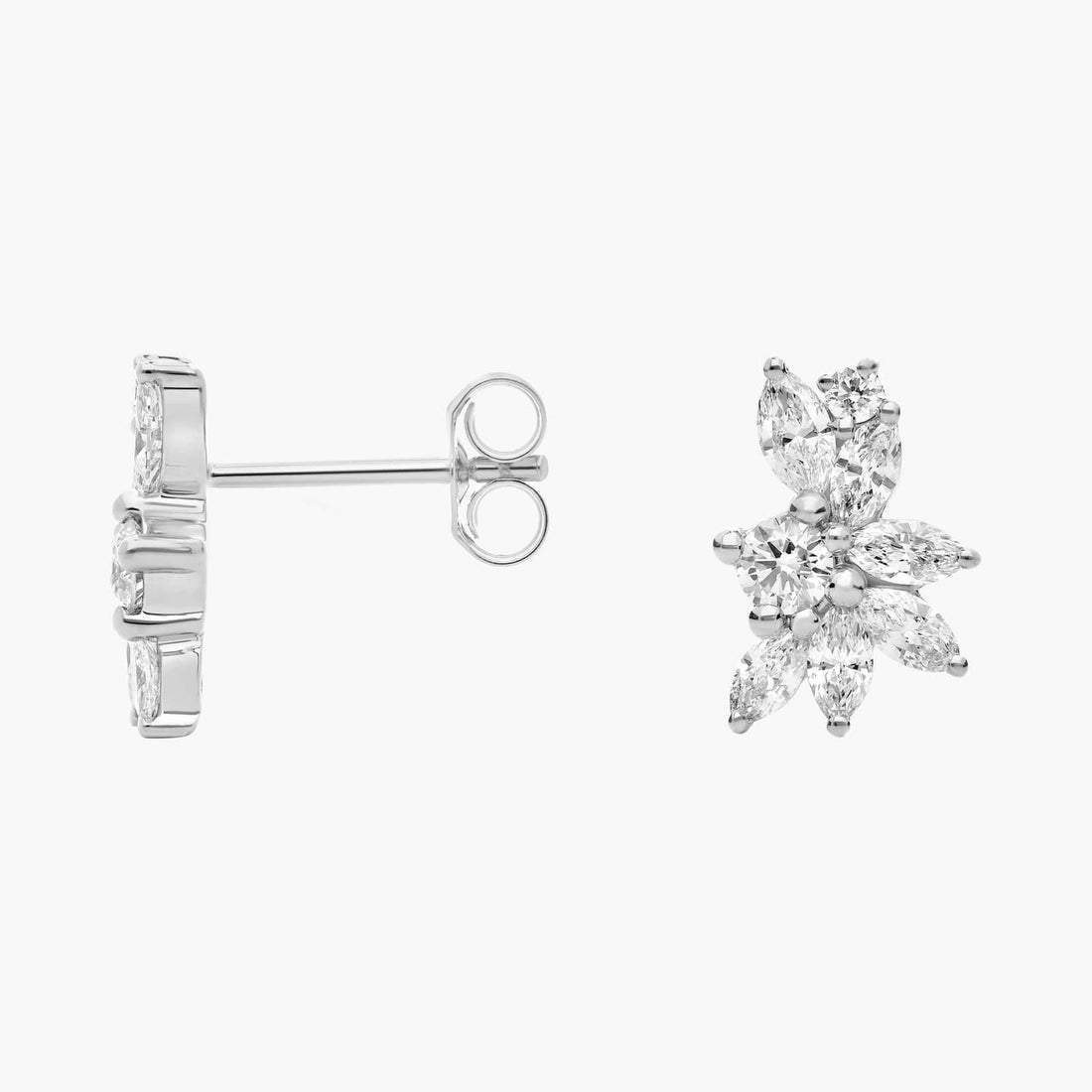Marquise Cut Moissanite Spray Cluster Earrings - hero