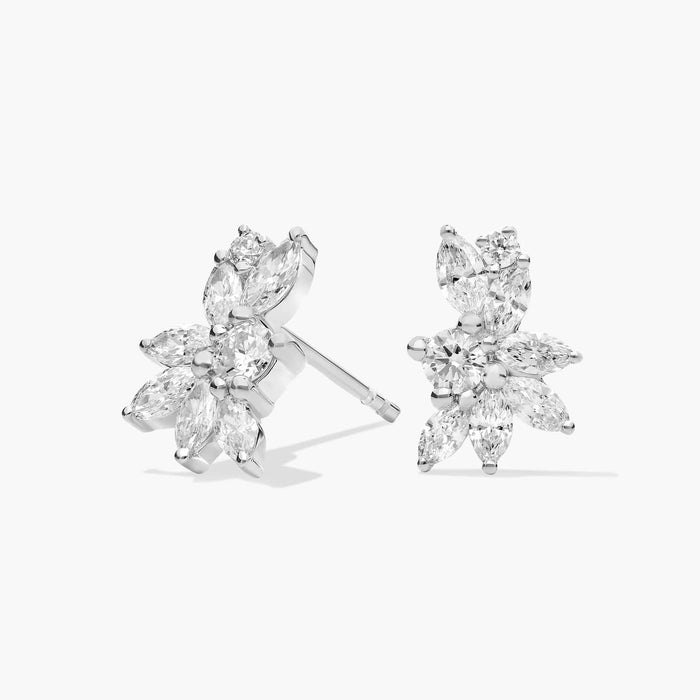 Marquise Cut Moissanite Spray Cluster Earrings - view 2