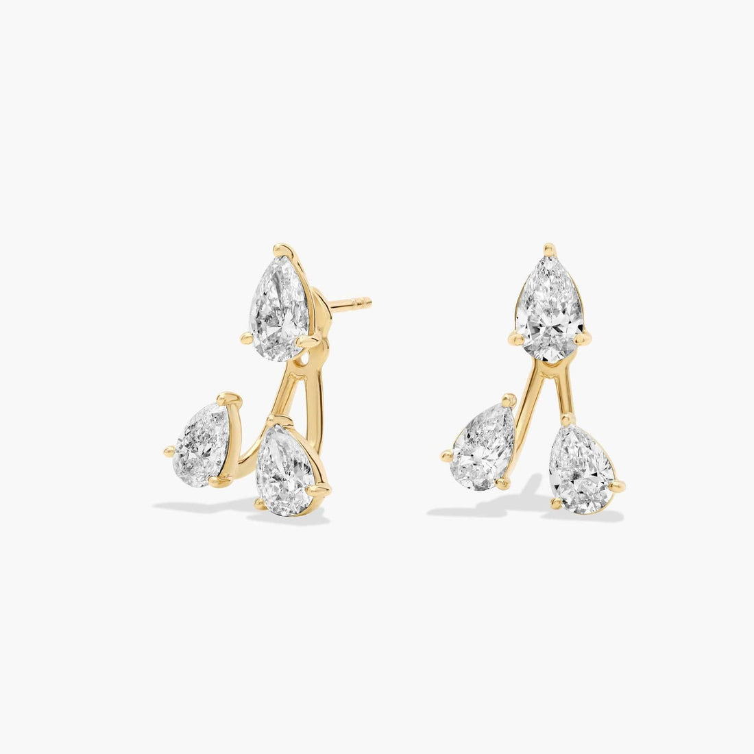 Round Cut Moissanite Trio Trinity Three Stone Earrings - hero