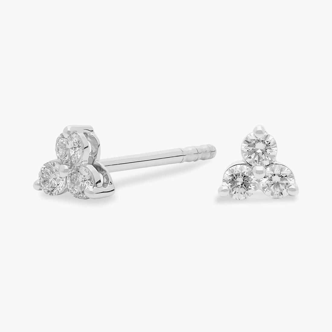 Round Cut Moissanite Trio Trinity Three Stone Earrings - hero