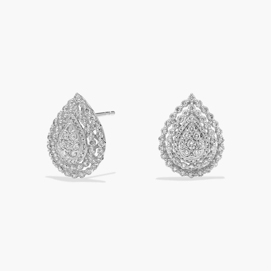 Pear Cut Moissanite Double Halo Earrings - hero